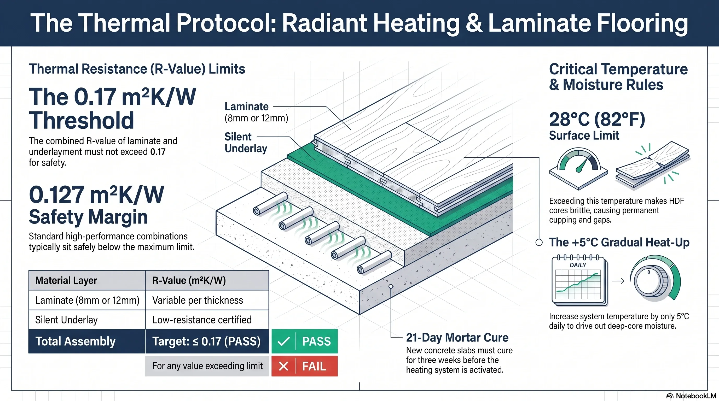 Thermal resistance values chart for radiant heat flooring assemblies