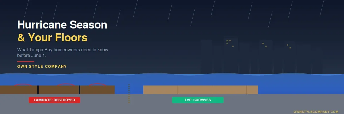 Hurricane season hero image with Tampa Bay skyline and floor cross-section