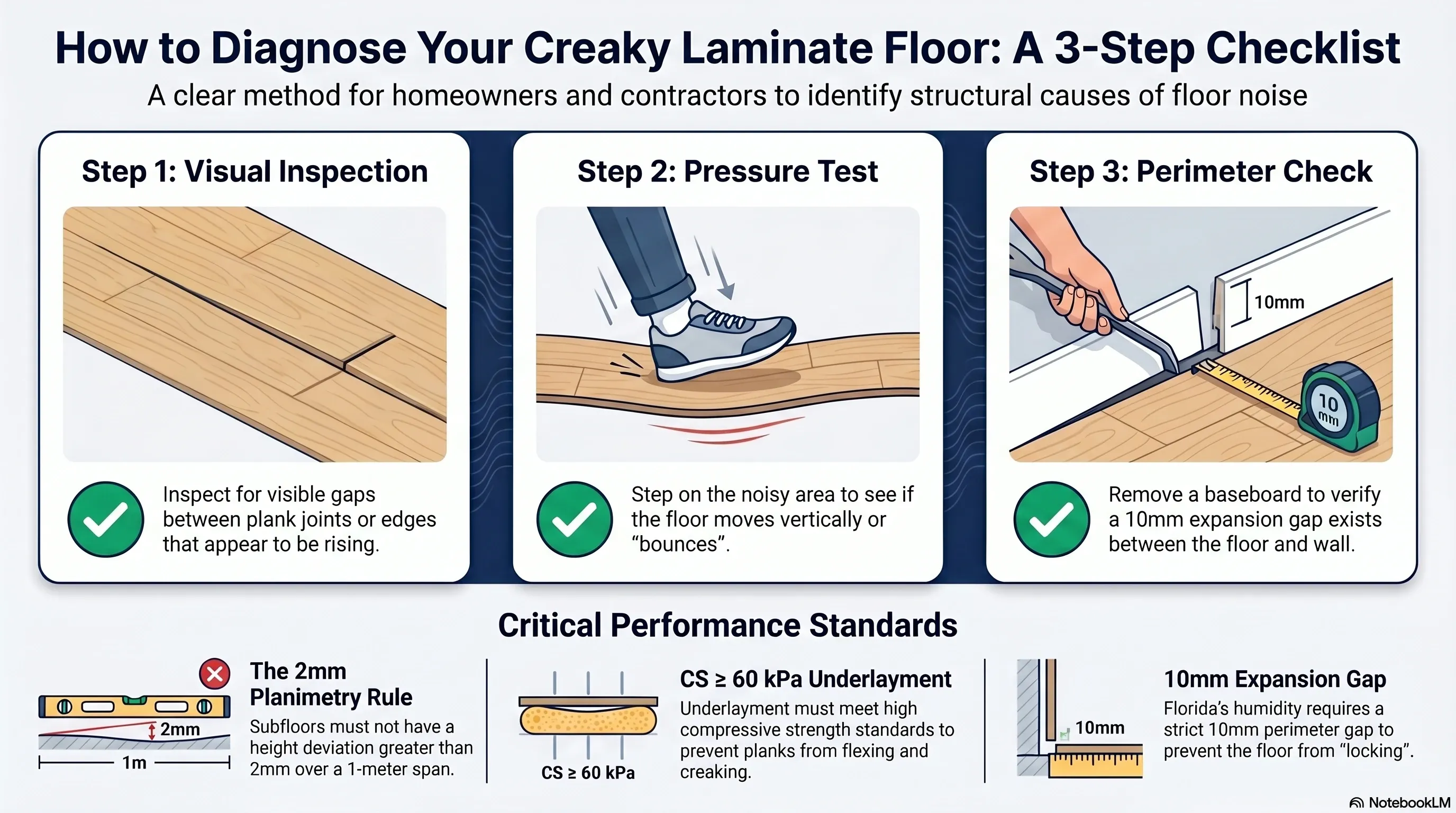 Professional checklist for diagnosing laminate flooring noises