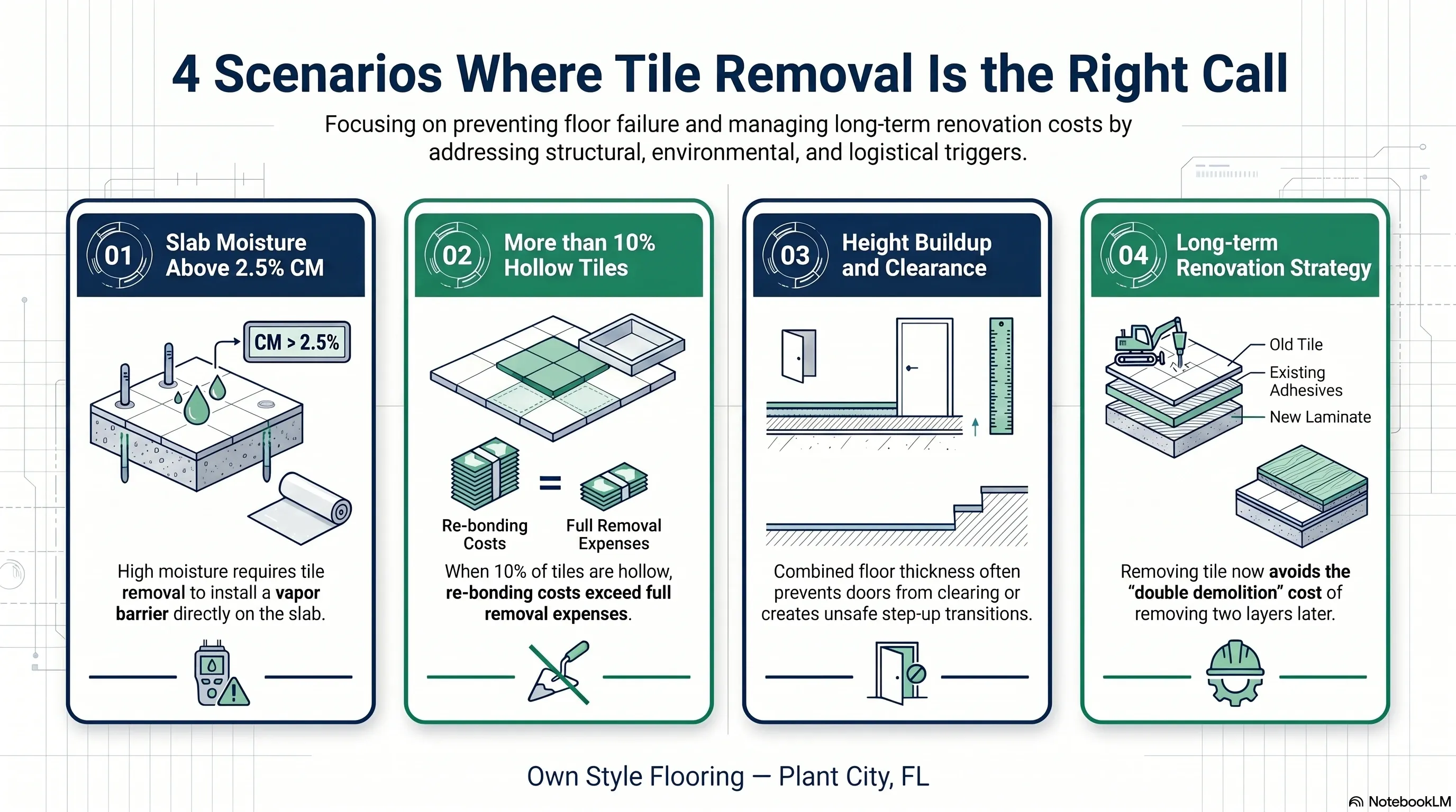 When tile removal is the right decision for Tampa Bay laminate installation — four scenarios