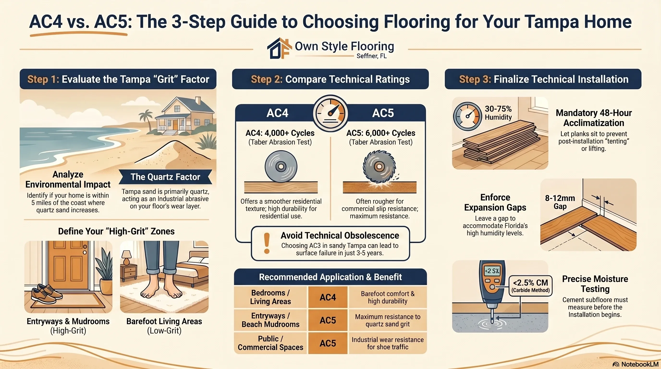 Zone-based AC rating specification map for a Tampa Bay home