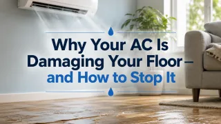 Flooring plank showing cupping damage from humidity cycling near an AC vent in a Tampa Bay home