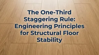 Technical top-down diagram of the one-third staggering pattern showing joint offset lines and load distribution in a laminate floor