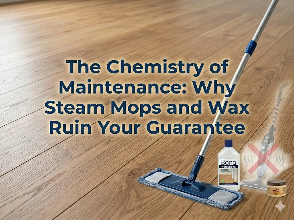 Professional flooring maintenance guide showing why steam mops are dangerous for laminate floors