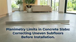 Professional straight-edge tool measuring the flatness of a concrete slab before flooring installation