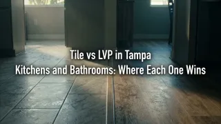 Split view of porcelain tile and LVP flooring installed in a Tampa Bay kitchen